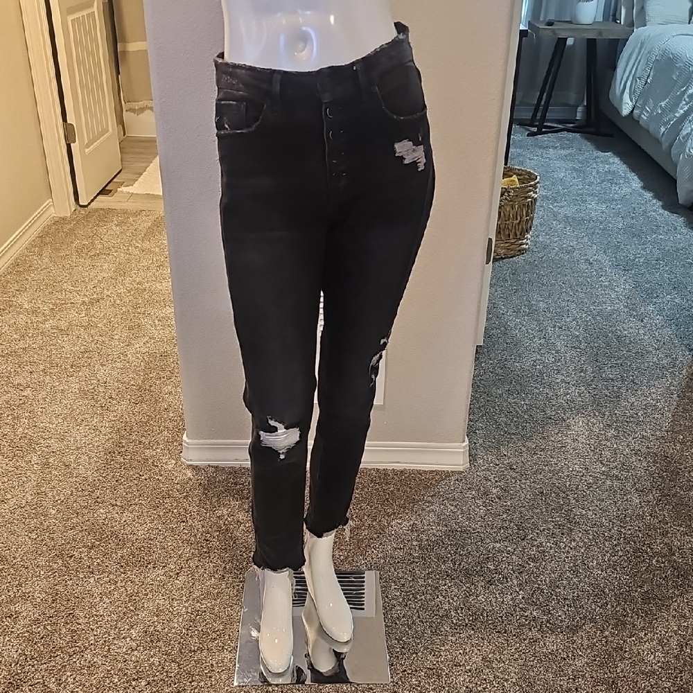 KanCan Black High Rise Distressed Jeans